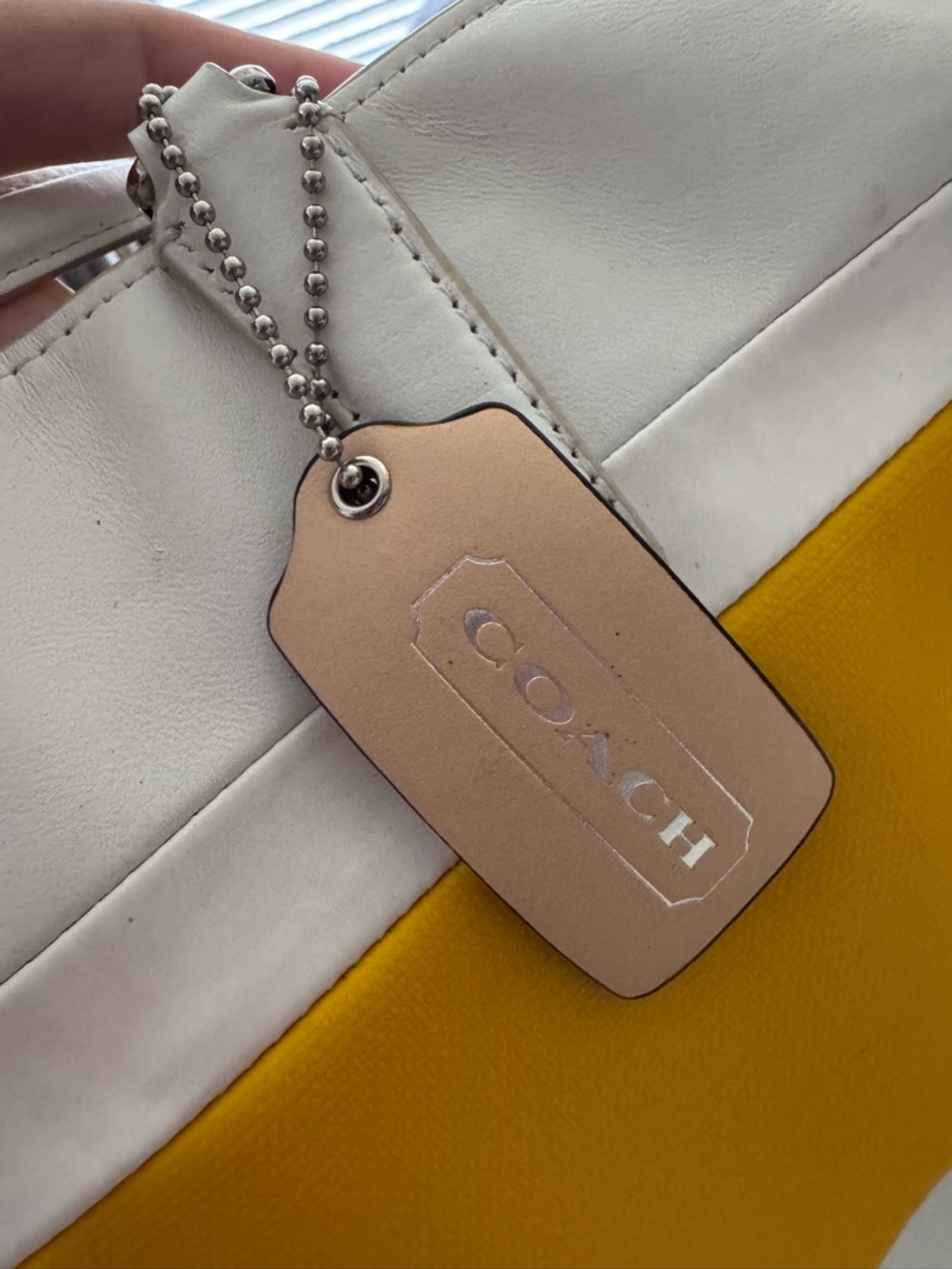 COACH 30511 Sunglow & White STRIPES PVC & Leather Tote Bag - Picture 8 of 11